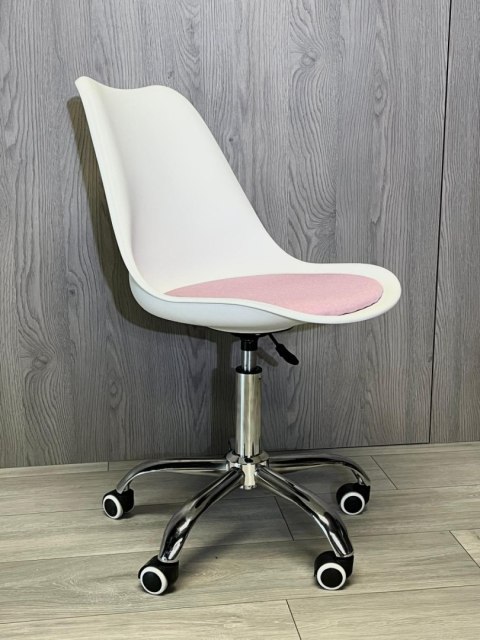 Lugano Krzesło obrotowe MONZA OFFICE WHITE + PINK FABRIC II