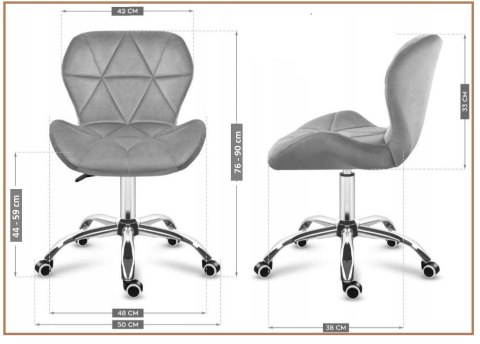 Lugano Krzesło obrotowe VASTO OFFICE VELVET DARK GREY