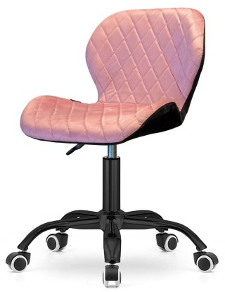 Lugano Krzesło obrotowe VASTO OFFICE VELVET PINK + BLACK CARO SMOKE