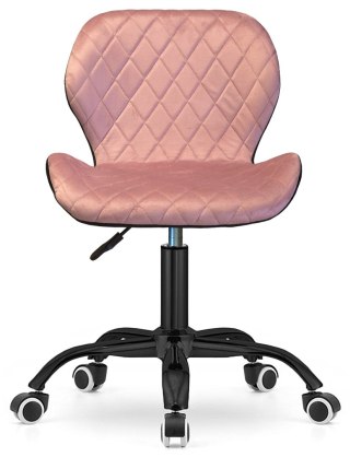 Lugano Krzesło obrotowe VASTO OFFICE VELVET PINK + BLACK CARO SMOKE