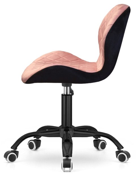 Lugano Krzesło obrotowe VASTO OFFICE VELVET PINK + BLACK CARO SMOKE