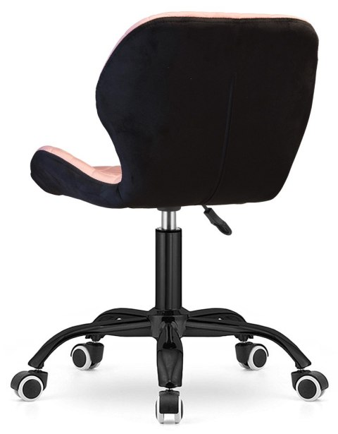 Lugano Krzesło obrotowe VASTO OFFICE VELVET PINK + BLACK CARO SMOKE