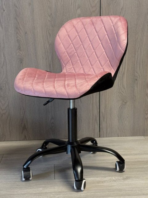 Lugano Krzesło obrotowe VASTO OFFICE VELVET PINK + BLACK CARO SMOKE