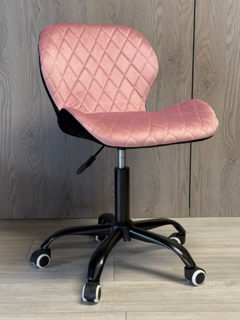 Lugano Krzesło obrotowe VASTO OFFICE VELVET PINK + BLACK CARO SMOKE