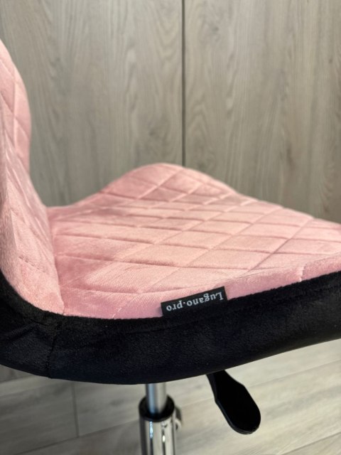 Lugano Krzesło obrotowe VASTO OFFICE VELVET PINK + BLACK CARO SMOKE