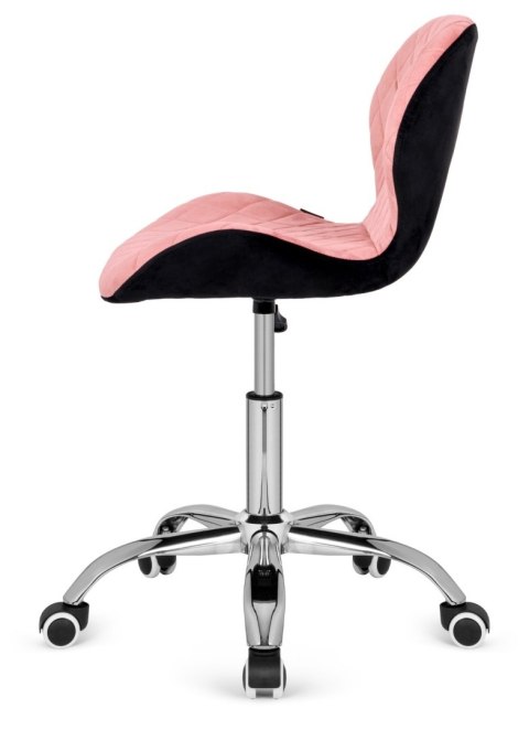Lugano Krzesło obrotowe VASTO OFFICE VELVET PINK + BLACK CARO