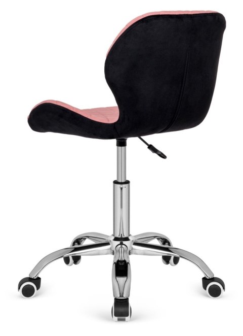 Lugano Krzesło obrotowe VASTO OFFICE VELVET PINK + BLACK CARO