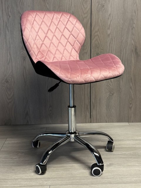 Lugano Krzesło obrotowe VASTO OFFICE VELVET PINK + BLACK CARO