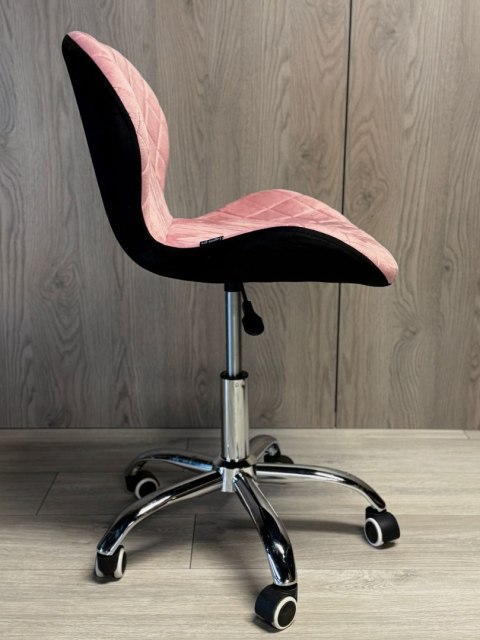 Lugano Krzesło obrotowe VASTO OFFICE VELVET PINK + BLACK CARO