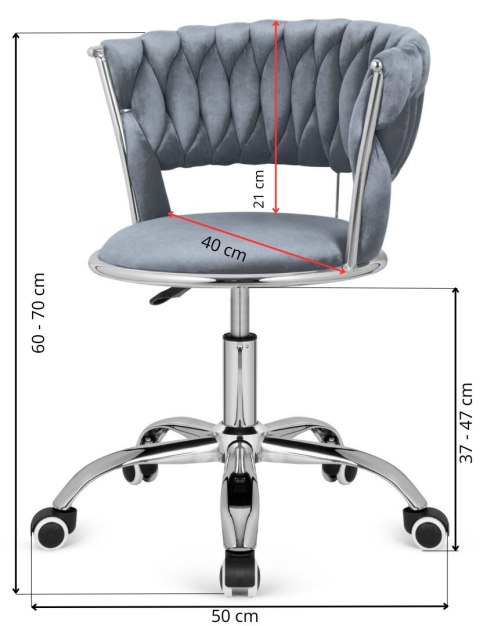 Lugano Krzesło obrotowe warkocz TRECCIA OFFICE BLACK VELVET