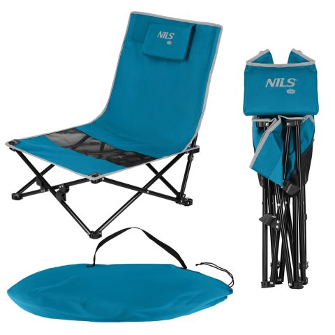 NC3306 KRZESŁO PLAŻOWE NIEBIESKO SZARE NILS CAMP