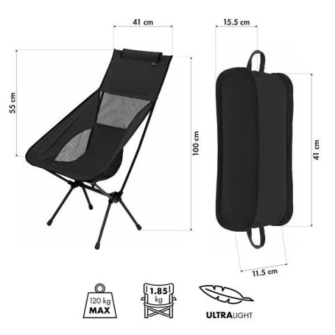 NC3321 KRZESŁO SKŁADANE ULTRALIGHT BLACK NILS CAMP