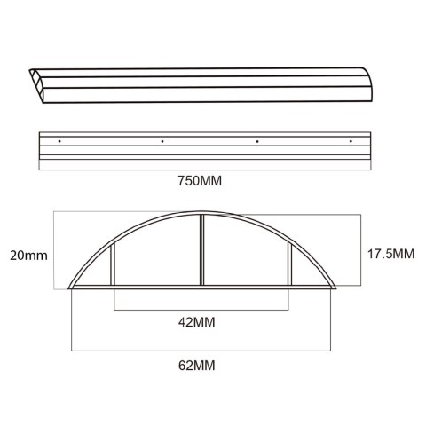 Aluminiowa listwa maskująca do kabli Maclean, 62x20x750mm, biała, MC-814 W Maclean