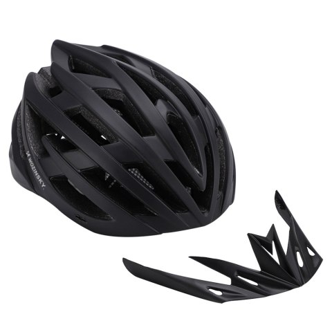 Kask rowerowy MTB z odpinanym daszkiem i tylną lampką USB 54-57 cm - czarny
