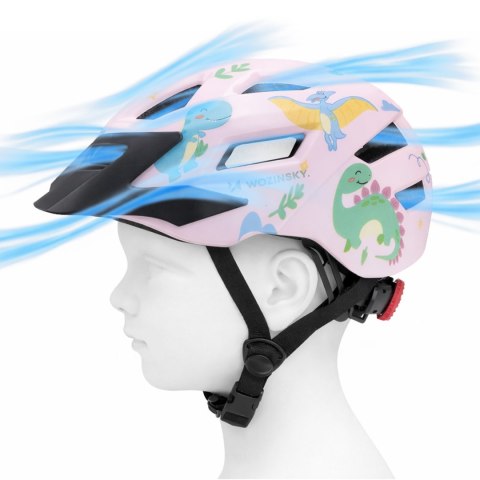 Kask rowerowy dziecięcy MTB z odpinanym daszkiem 48-52 cm - różowy