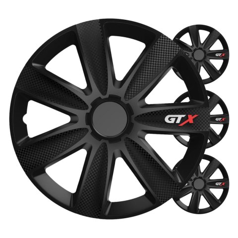 Kołpaki samochodowe 4szt. komplet gtx czarny carbon 15" cali color box VERSACO