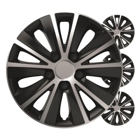 Kołpaki samochodowe 4szt. komplet rapide czarno srebrne 15" cali color box VERSACO