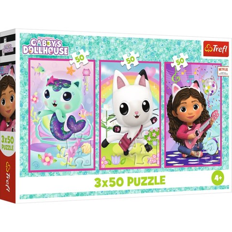 Puzzle - 3x50 - Poznajcie Gabby i kotki - Koci Domek Gabi - Trefl 34876 TREFL PUZZLE