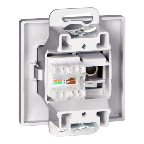 Gniazdo pojed. typu F + Gniazdo 1xRJ45 Cat6 Pearl, TV/F+RJ45/P, antracyt Orno
