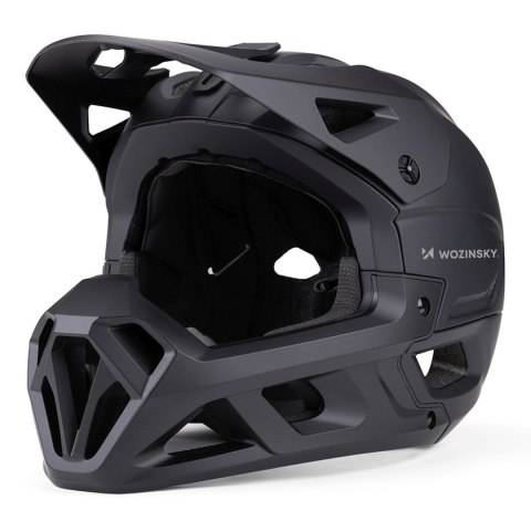 Kask rowerowy pełny z odpinanym daszkiem 57-62 cm - czarny