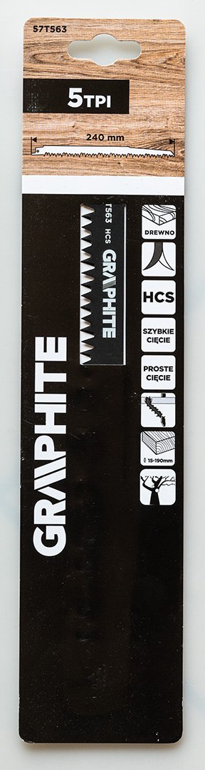 Brzeszczot do piły szablastej, HCS 240 x 19 x 1,5 mm, 5 TPI GRAPHITE
