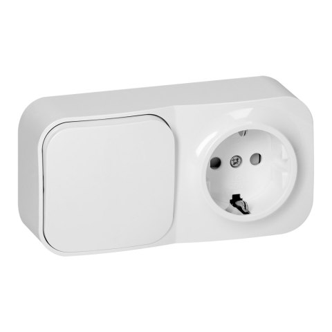 Łącznik n/t jednobiegunowy + Gniazdo pojedyncze ToDo, IP20, 2P+Z, Schuko, biały Orno