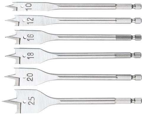 Wiertła do drewna łopatkowe, 10,12,16,18,20,25mm, zestaw 6 szt. NEO TOOLS