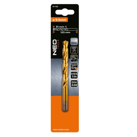 Wiertło do metalu HSS-TiN, 9.5 mm NEO TOOLS