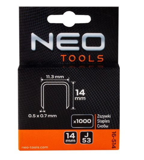 Zszywki typ J, 14 mm, 1000 szt. NEO TOOLS