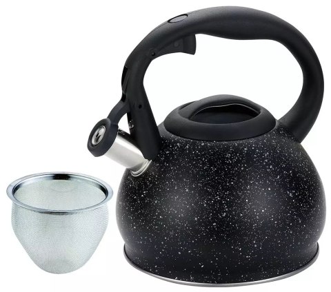 Czajnik z sitkiem, stal 1,2l czarny marmurek kinghoff KINGHoff
