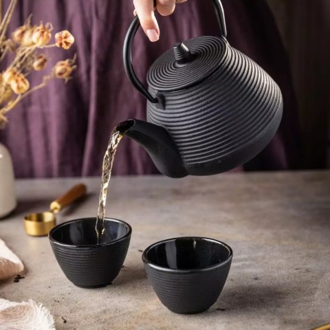 Żeliwny dzbanek do herbaty z filtrem i filiżankami, 1l, kinghoff KINGHoff
