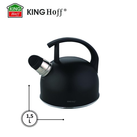 Czajnik tradycyjny z gwizdkiem, stal nierdzewna, czarny mat, pojemność 1,5l, kinghoff, kh1897 KINGHoff