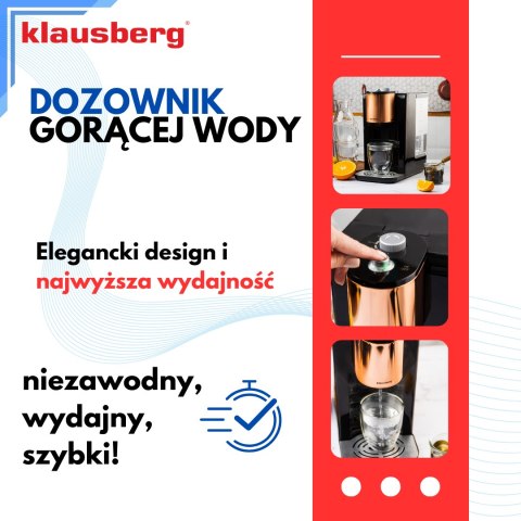 Dozownik gorącej wody, dyspenser, regulacja temperatury 45-100°c, czarny z różowym złotem, 2,2l, klausberg, kb-7879 Klausberg