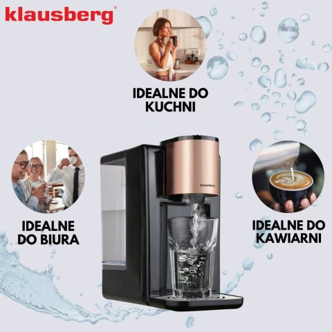 Dozownik gorącej wody, dyspenser, regulacja temperatury 45-100°c, czarny z różowym złotem, 2,2l, klausberg, kb-7879 Klausberg