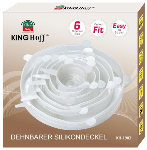 Silikonowe rozciągliwe pokrywy, zestaw 6 sztuk, śr. 6,5-21 cm, kinghoff, kh-1902 KINGHoff