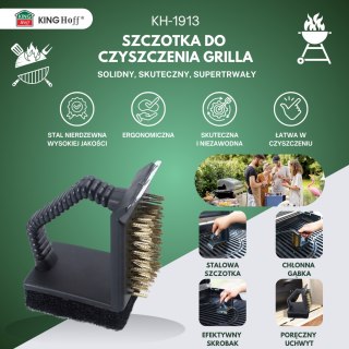 Szczotka do czyszczenia grilla, 3w1: skrobak + gąbka + szczotka, kinghoff, kh-1913 KINGHoff
