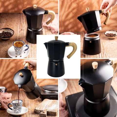 Zaparzacz do kawy espresso, aluminium, 9 filiżanek, czarny/drewnopodobny, kinghoff, kh-1887 KINGHoff