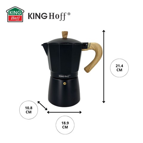 Zaparzacz do kawy espresso, aluminium, 9 filiżanek, czarny/drewnopodobny, kinghoff, kh-1887 KINGHoff