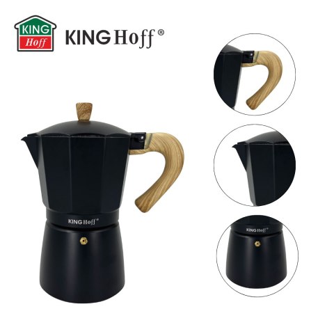 Zaparzacz do kawy espresso, aluminium, 9 filiżanek, czarny/drewnopodobny, kinghoff, kh-1887 KINGHoff