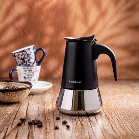 Zaparzacz do kawy espresso, stal nierdzewna, 4 filiżanki, czarny/srebrny, klausberg, kb-7844 Klausberg