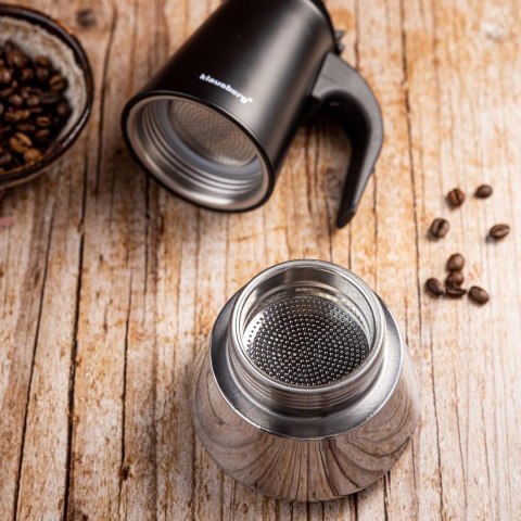 Zaparzacz do kawy espresso, stal nierdzewna, 4 filiżanki, czarny/srebrny, klausberg, kb-7844 Klausberg