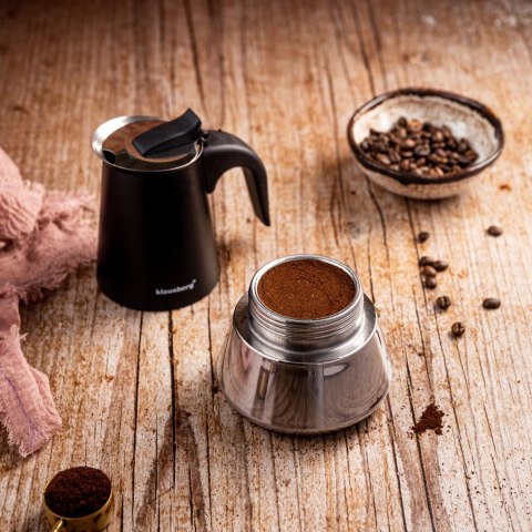 Zaparzacz do kawy espresso, stal nierdzewna, 4 filiżanki, czarny/srebrny, klausberg, kb-7844 Klausberg