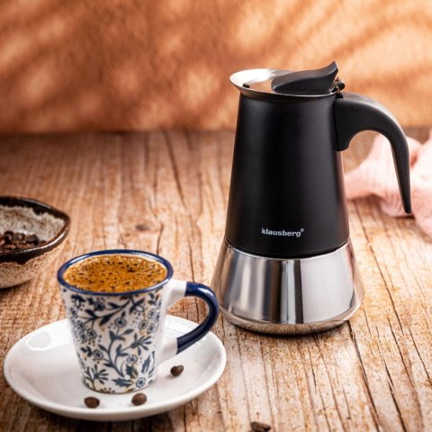 Zaparzacz do kawy espresso, stal nierdzewna, 4 filiżanki, czarny/srebrny, klausberg, kb-7844 Klausberg