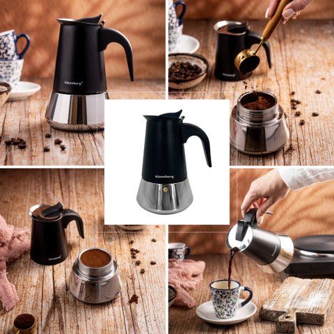Zaparzacz do kawy espresso, stal nierdzewna, 4 filiżanki, czarny/srebrny, klausberg, kb-7844 Klausberg