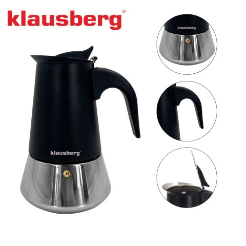 Zaparzacz do kawy espresso, stal nierdzewna, 4 filiżanki, czarny/srebrny, klausberg, kb-7844 Klausberg