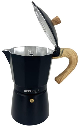 Zaparzacz do kawy espresso z aluminium, 6 filiżanek, czarny/drewnopodobny, kinghoff, kh-1886 KINGHoff