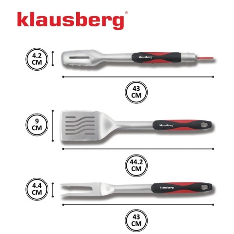 Zestaw do grillowania, 3 elementy, stal nierdzewna, uchwyt z tworzywa, klausberg, kb-7899 Klausberg