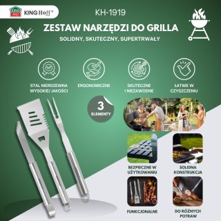 Zestaw narzędzi do grillowania, 3 elementy, stal nierdzewna, kinghoff, kh-1919 KINGHoff