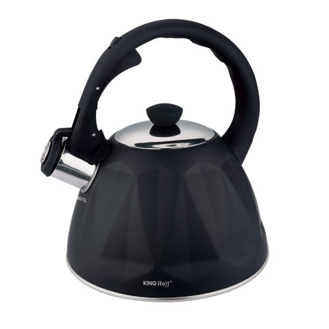 Czajnik ze stali nierdzewnej z gwizdkiem, czarny, pojemność 2,0l, kinghoff KINGHoff