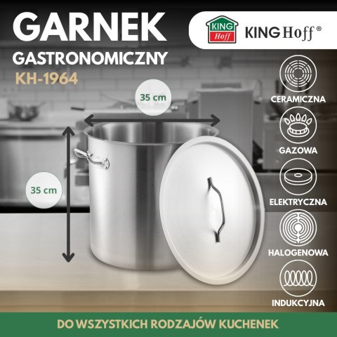 Garnek gastronomiczny, stal nierdzewna, śr.35cm, 33l, kinghoff, kh-1964 KINGHoff